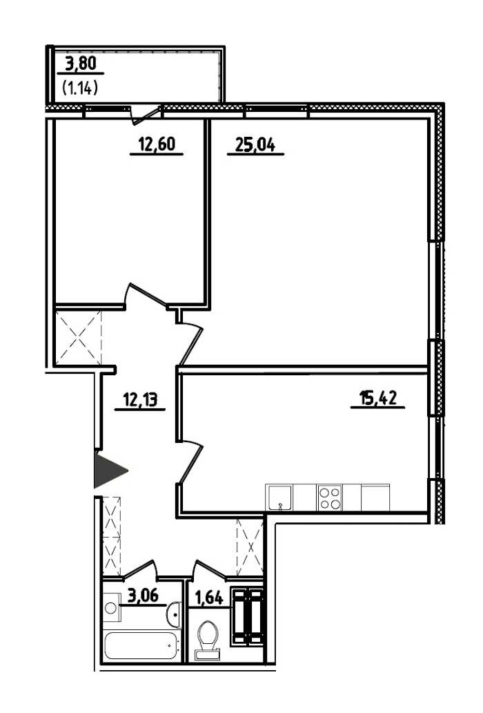 Двухкомнатная квартира в : площадь 71.47 м2 , этаж: 1 – купить в Санкт-Петербурге